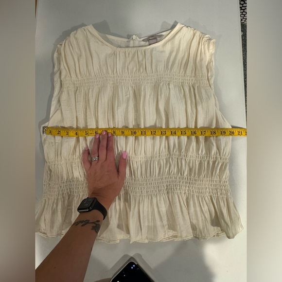 H&M Smocked Cream Sleeveless Top, Size L - Picture 8 of 12